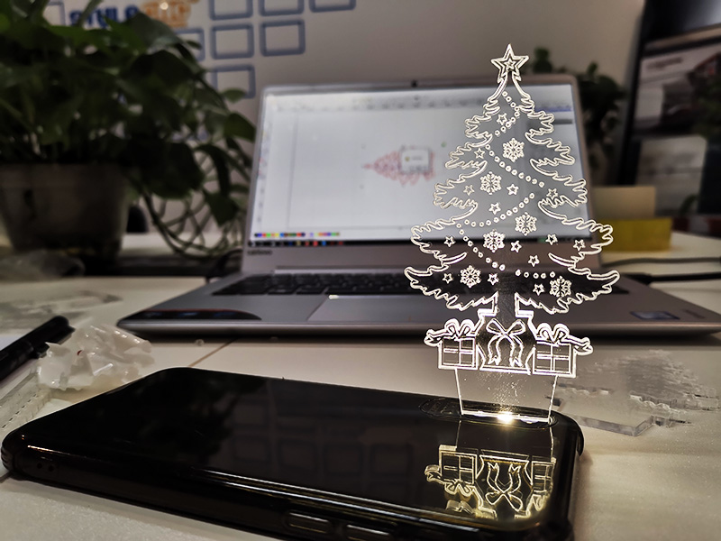 激光雕刻切割 3D 亞克力圣誕樹